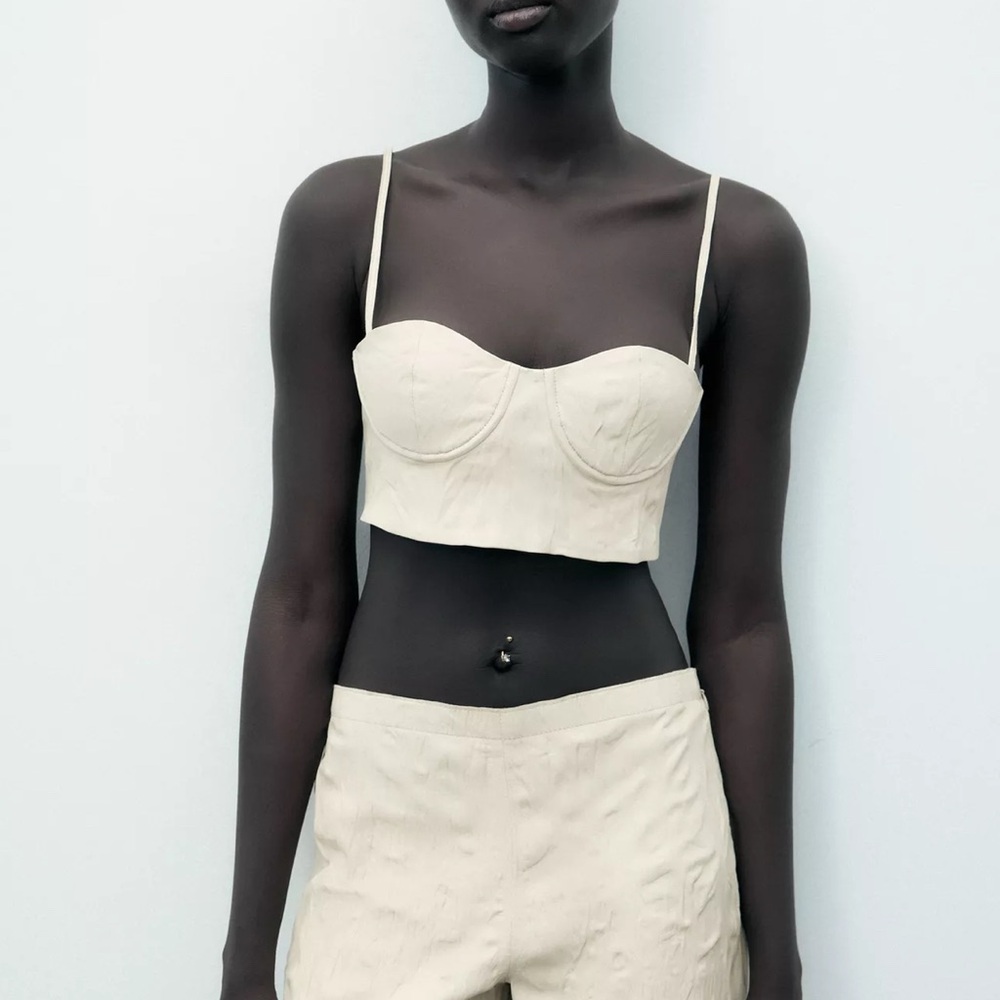 NWT Genuine leather set Zara. Top M - like S(4). Shorts S(4).
